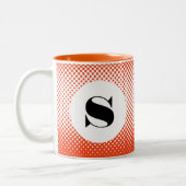Oranje Halftone Polka Dot Pattern Cup Tweekleurige Koffiemok (Links)