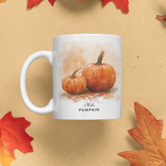 Oranje Hallo Pumpkin Waterverf Halloween Seizoen Mok