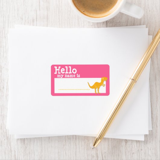 Oranje Hallo T-Rex Etiket (Insitu)