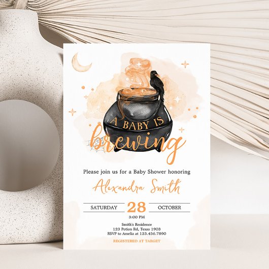 Oranje Halloween A Baby is Baby shower brouwen Kaart