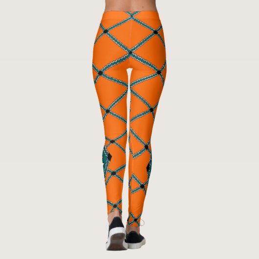  Oranje Halloween Argyle Jesters Leggings (Achterkant)