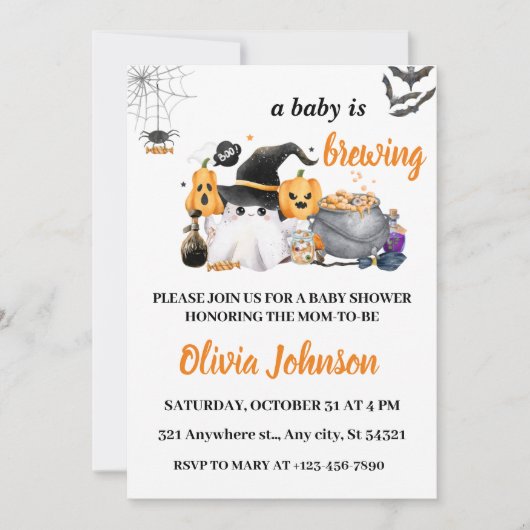Oranje Halloween Baby is Baby shower brouwen Kaart (Voorkant)