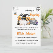 Oranje Halloween Baby is Baby shower brouwen Kaart (Staand voorkant)