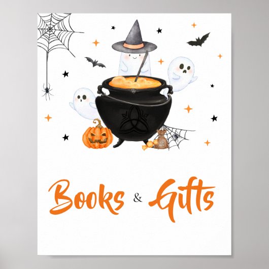 Oranje Halloween Baby is het brouwen van boeken en Poster (Voorkant)