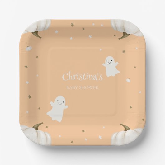 Oranje Halloween Baby shower Papier Bord (Voorkant)