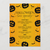 Oranje Halloween Bar Specials Pompoen & Vleermuize Menu (Voorkant)