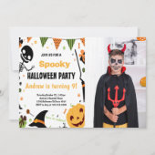 Oranje Halloween Birthday-uitnodigingen met foto Kaart (Voorkant)