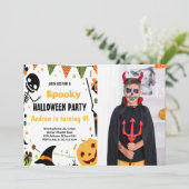 Oranje Halloween Birthday-uitnodigingen met foto Kaart (Staand voorkant)