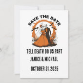 Oranje Halloween bruiloft Save the Date (Voorkant)