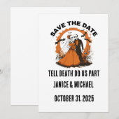 Oranje Halloween bruiloft Save the Date (Voorkant / Achterkant)