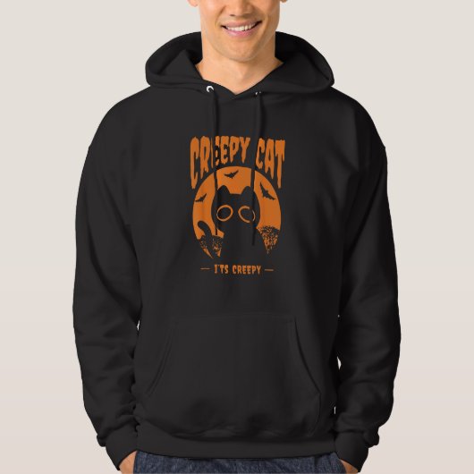 Oranje Halloween Cat Bats Hoodie (Voorkant)