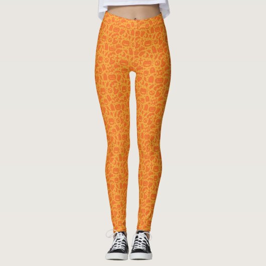 Oranje Halloween Designer Leggings (Voorkant)