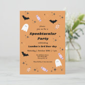 Oranje halloween elk jaar Spooktaculaire Birthday Kaart (Staand voorkant)