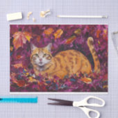 Oranje Halloween Gezellige Kat, Spooky Tabby Tissuepapier (Craft)