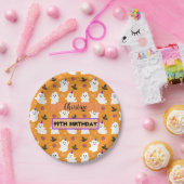 Oranje Halloween Ghost Birthday Party Custom Cute Papieren Bordje (Feest)