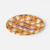 Oranje Halloween Ghost Birthday Party Custom Cute Papieren Bordje (Gekanteld)