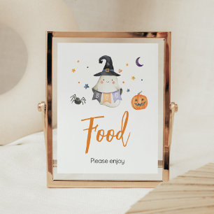 Oranje Halloween Ghost Little Boo Baby shower Eten Poster