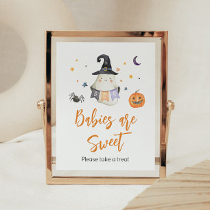 Oranje Halloween Ghost Little Boo Baby's zijn zoet Poster