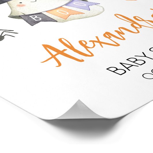 Oranje Halloween Ghost Little Boo Welkom Poster (Hoek)