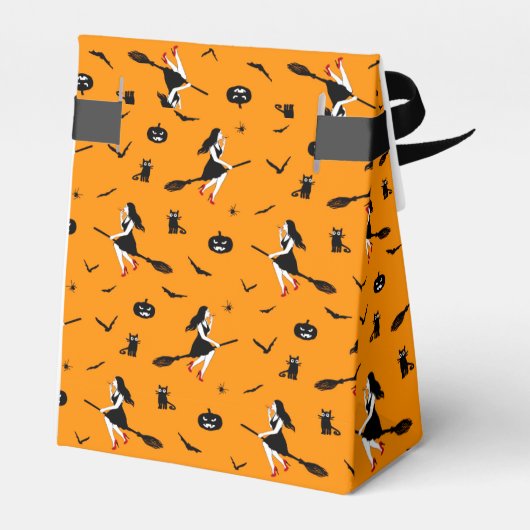 Oranje Halloween-gunstbox met heksen Bedankdoosjes (Achterkant)