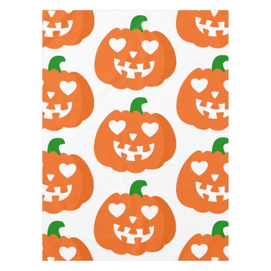 oranje halloween hart pompoen jack-o-lantern tafelkleed (Voorkant)