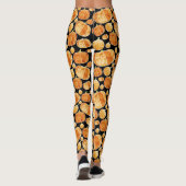 Oranje Halloween Herfst Waterverf Pumpkin Patroon Leggings (Achterkant)