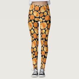 Oranje Halloween Herfst Waterverf Pumpkin Patroon Leggings