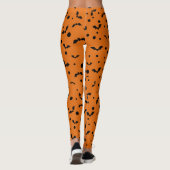 Oranje Halloween Leggings met Spooky Black Bats (Achterkant)