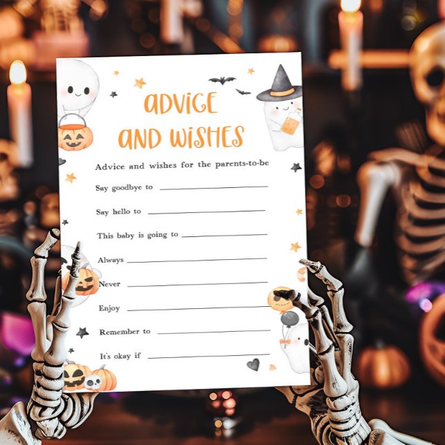 Oranje Halloween Little Boo Advies en Wishes Game (Baby is Brewing Baby Shower Advice and Wishes Game)