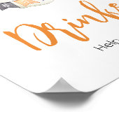 Oranje Halloween Little Boo Baby shower Drinken Poster (Hoek)