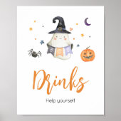 Oranje Halloween Little Boo Baby shower Drinken Poster (Voorkant)