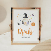 Oranje Halloween Little Boo Baby shower Drinken Poster