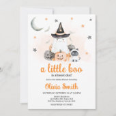 Oranje Halloween Little Boo Baby shower Kaart (Voorkant)