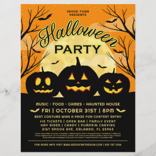 Oranje Halloween Party Black Pumpkins Event Flyer