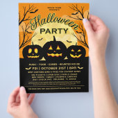 Oranje Halloween Party Black Pumpkins Event Flyer (Hand)