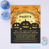 Oranje Halloween Party Black Pumpkins Event Flyer (Enkel)