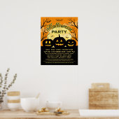 Oranje Halloween Party Black Pumpkins Event Poster (Keuken)