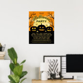 Oranje Halloween Party Black Pumpkins Event Poster (Thuiskantoor)