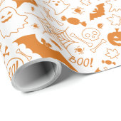 Oranje Halloween Pattern Happy Halloween Art Cadeaupapier (Rol Hoek)