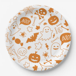 Oranje Halloween Pattern Happy Halloween Art Papieren Bordje