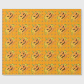 Oranje Halloween Pompoen 1 Naadloos Patroon Cadeaupapier (Vlak)