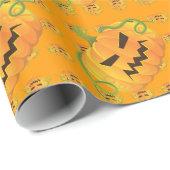 Oranje Halloween Pompoen 1 Naadloos Patroon Cadeaupapier (Rol Hoek)