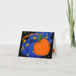 Oranje Halloween pompoen blauwe sterrenhemel Feestdagen Kaart