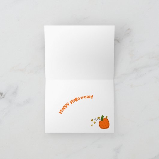 Oranje Halloween pompoen blauwe sterrenhemel Feestdagen Kaart (Binnen)