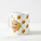Oranje Halloween Pompoen Naadloos Patroon Koffiemok (Voorkant links)