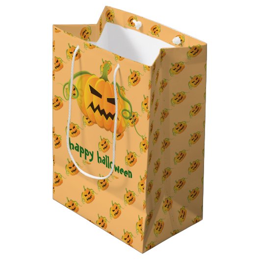 Oranje Halloween Pompoen Naadloos Patroon Medium Cadeauzakje (Voorkant Gekanteld)