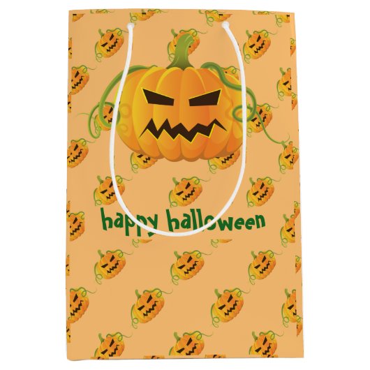 Oranje Halloween Pompoen Naadloos Patroon Medium Cadeauzakje (Voorkant)