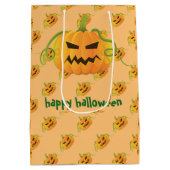 Oranje Halloween Pompoen Naadloos Patroon Medium Cadeauzakje (Achterkant)