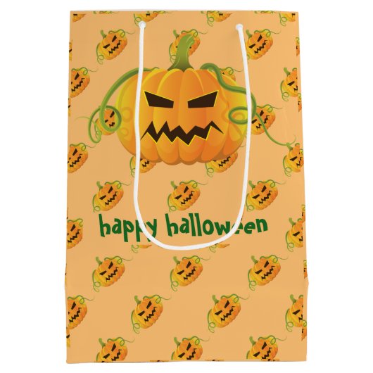 Oranje Halloween Pompoen Naadloos Patroon Medium Cadeauzakje (Achterkant)