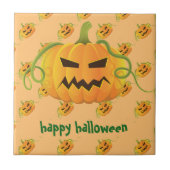 Oranje Halloween Pompoen Naadloos Patroon Tegeltje (Voorkant)